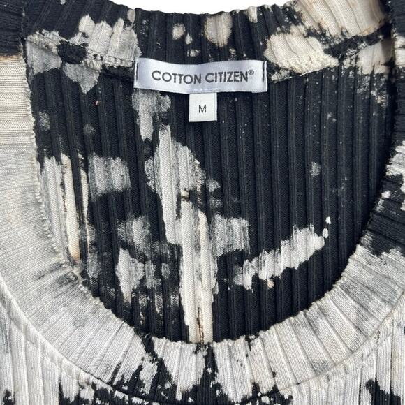 Cotton Citizen Ibiza Crop Tank Top Black White Tie Dye Ribbed Stretch - Medium - Picture 7 of 15